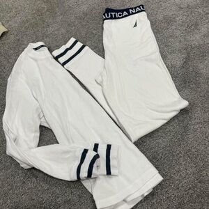 White - Nautica Long John’s Set (Joggers & Long sleeve top) Womens Medium